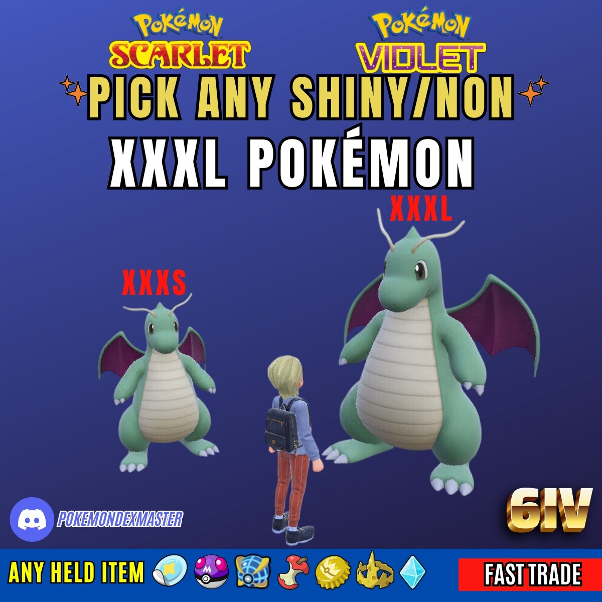 Choose Any XXXL Pokemon ⭐️ 6IV SHINY ⭐️ Fast Trade ⭐️ Pokemon Scarlet And Violet