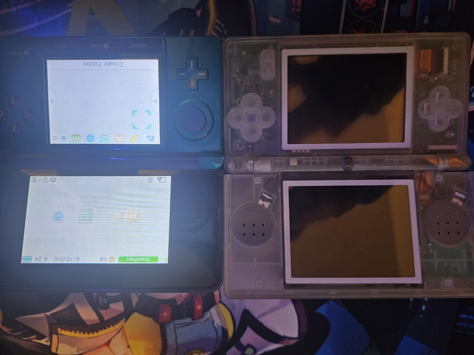 3DS with Usb-C & Glow in dark ds lite Read*