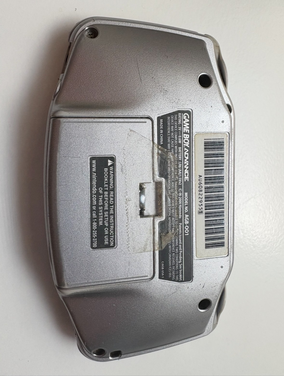 Gameboy Advance GBA Silver/Grey