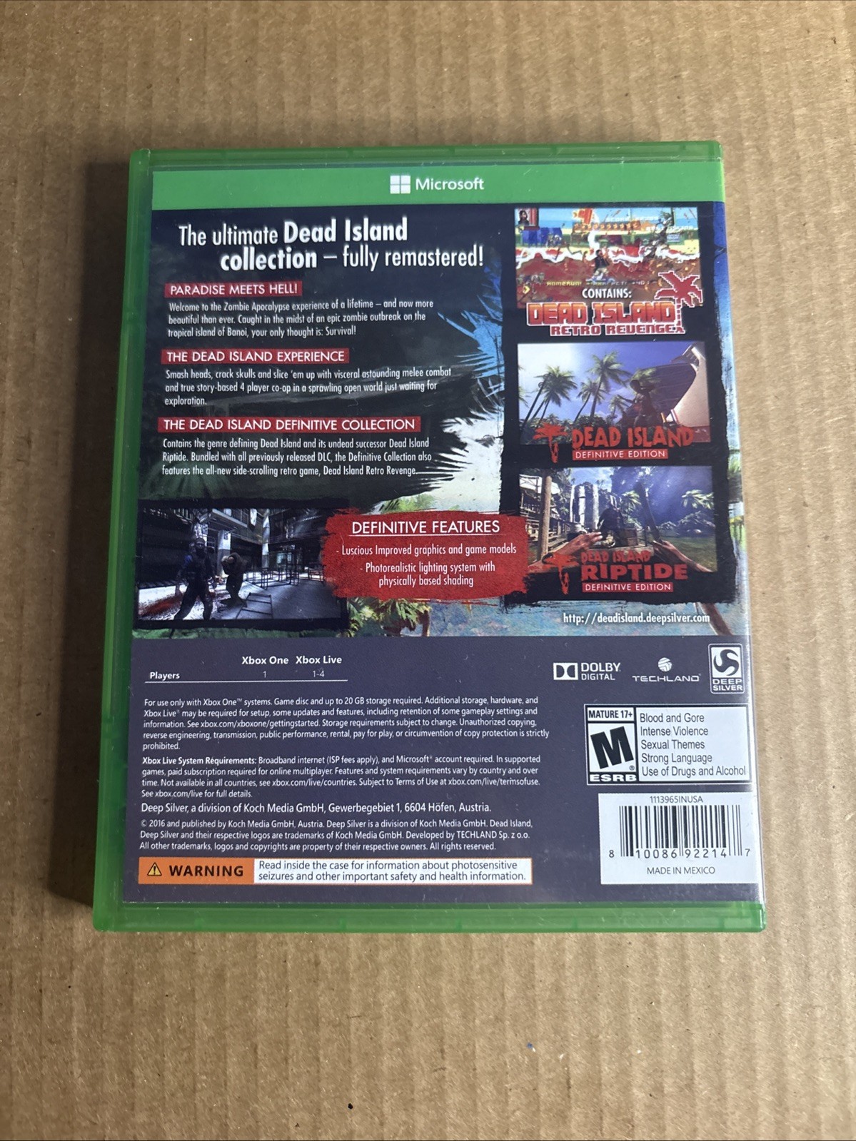 Dead Island Definitive Collection Xbox One, 2016, Tested Working CIB