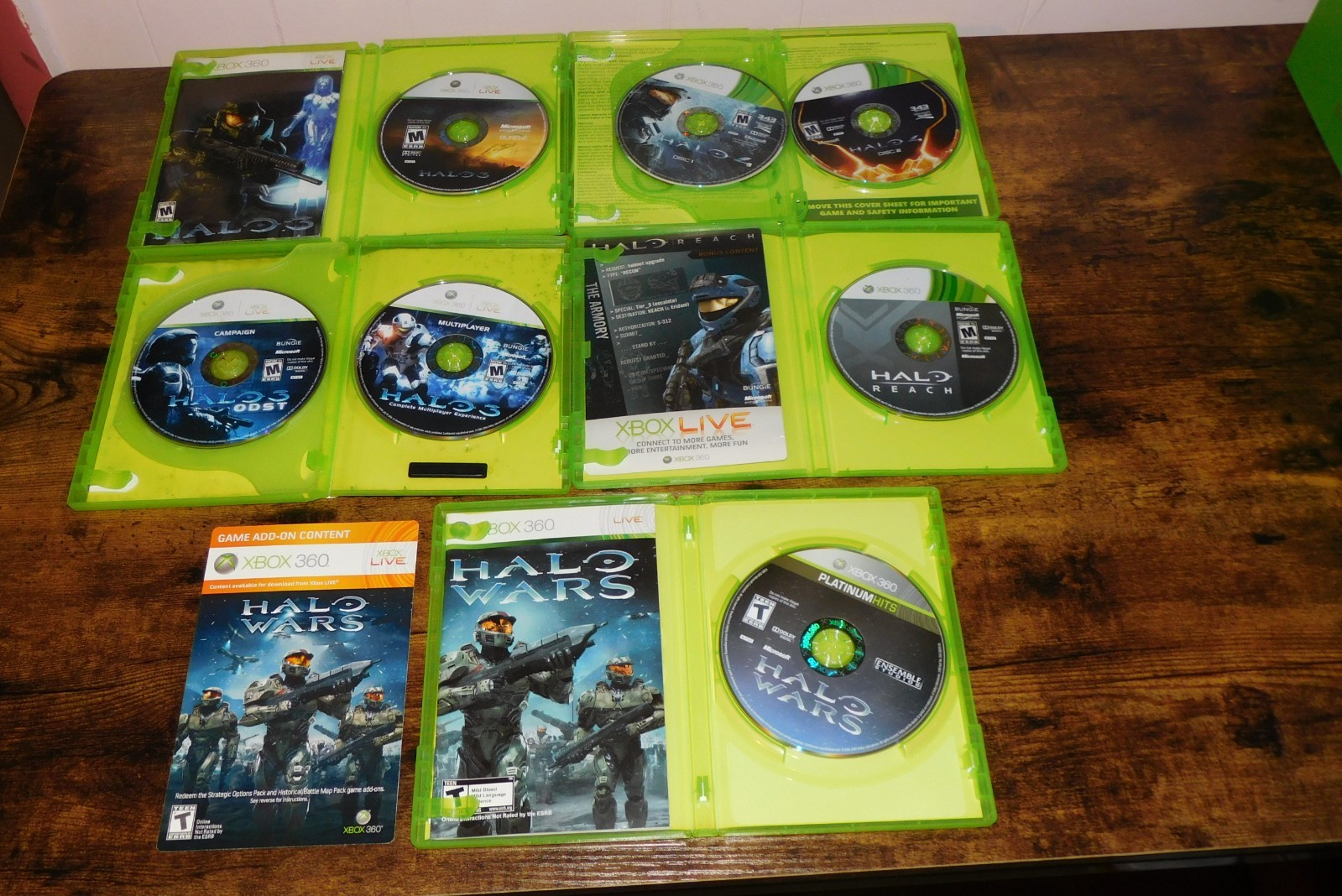 Xbox 360 Halo game lot (3, 3 ODST, 4, Reach, and Wars)