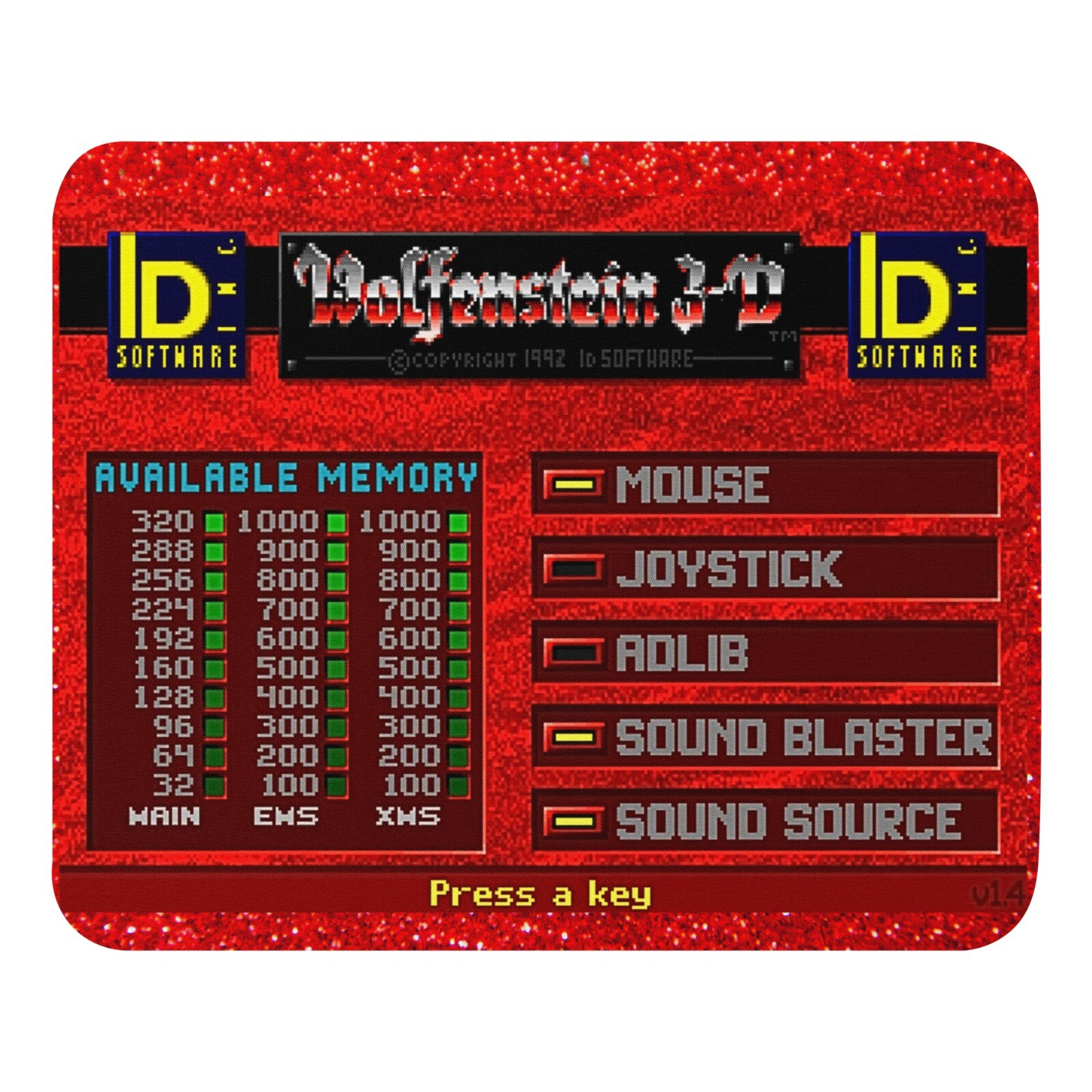 Wolfenstein 3d PC, 1995 Mouse Pad NEW 9.5″ x 7.75″ Non Slip Gaming ID Software