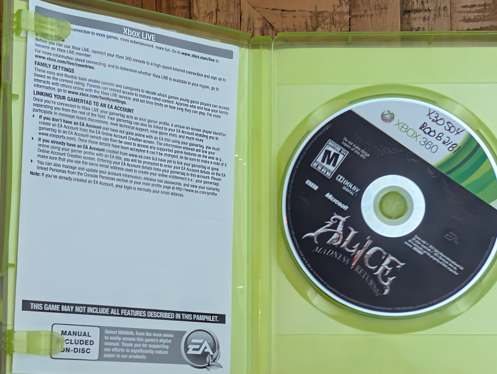 Alice Madness Returns Xbox 360 2011 Game Used Condition No Manual