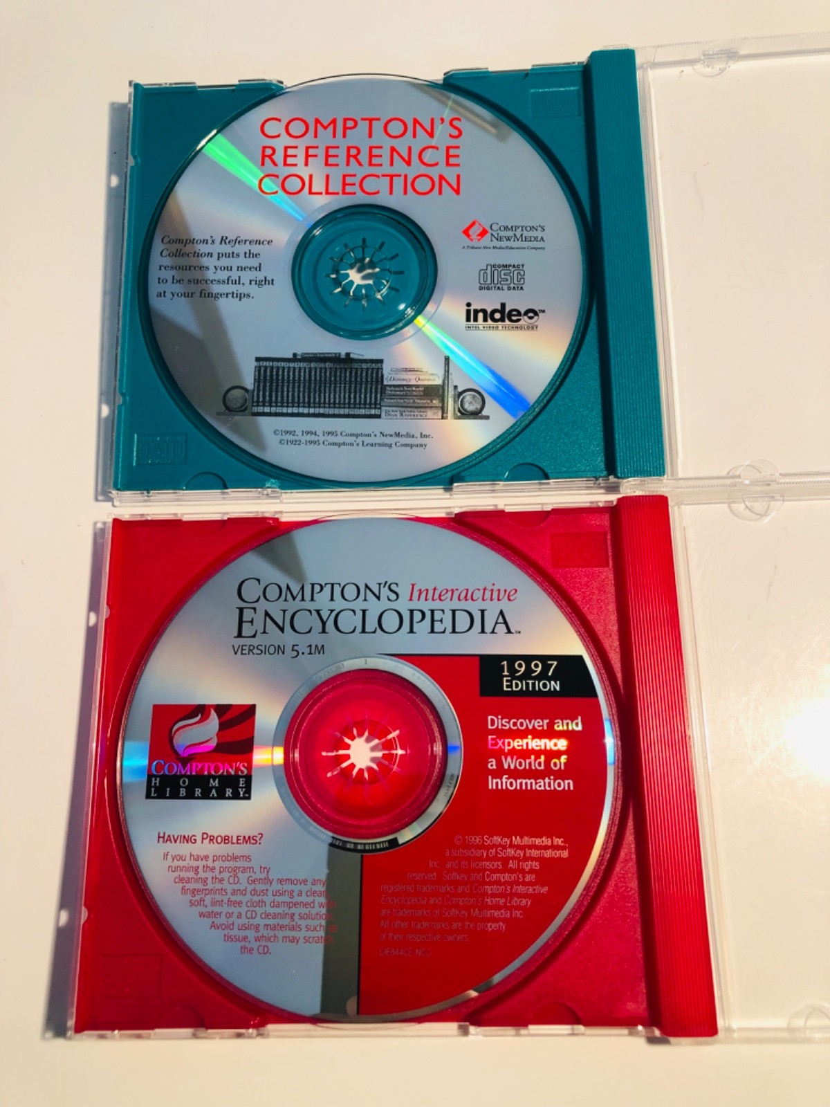 Qty 2 Compton’s Interactive Encyclopedia 97 Ed & Reference Coll Windows CD-ROM