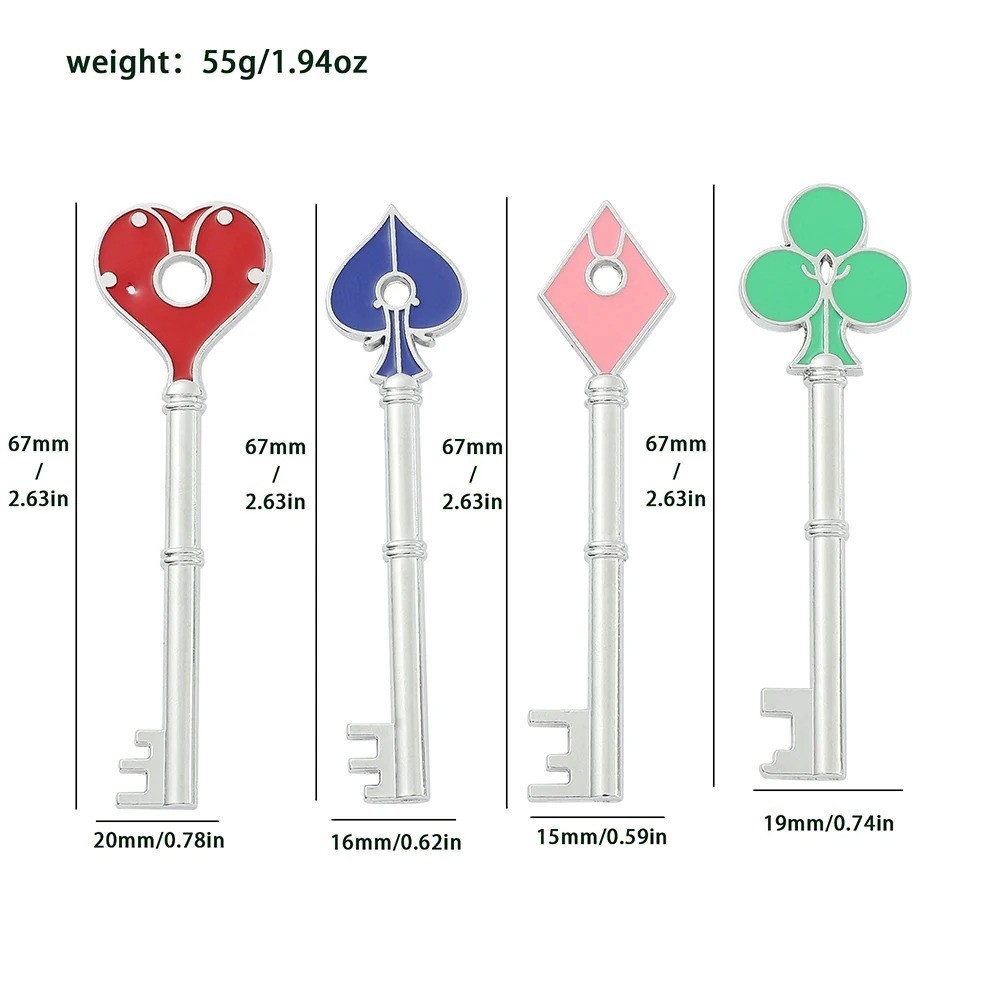 Resident Evil 2 Collectible Keys Set Heart Diamond Spade Club Replica Props
