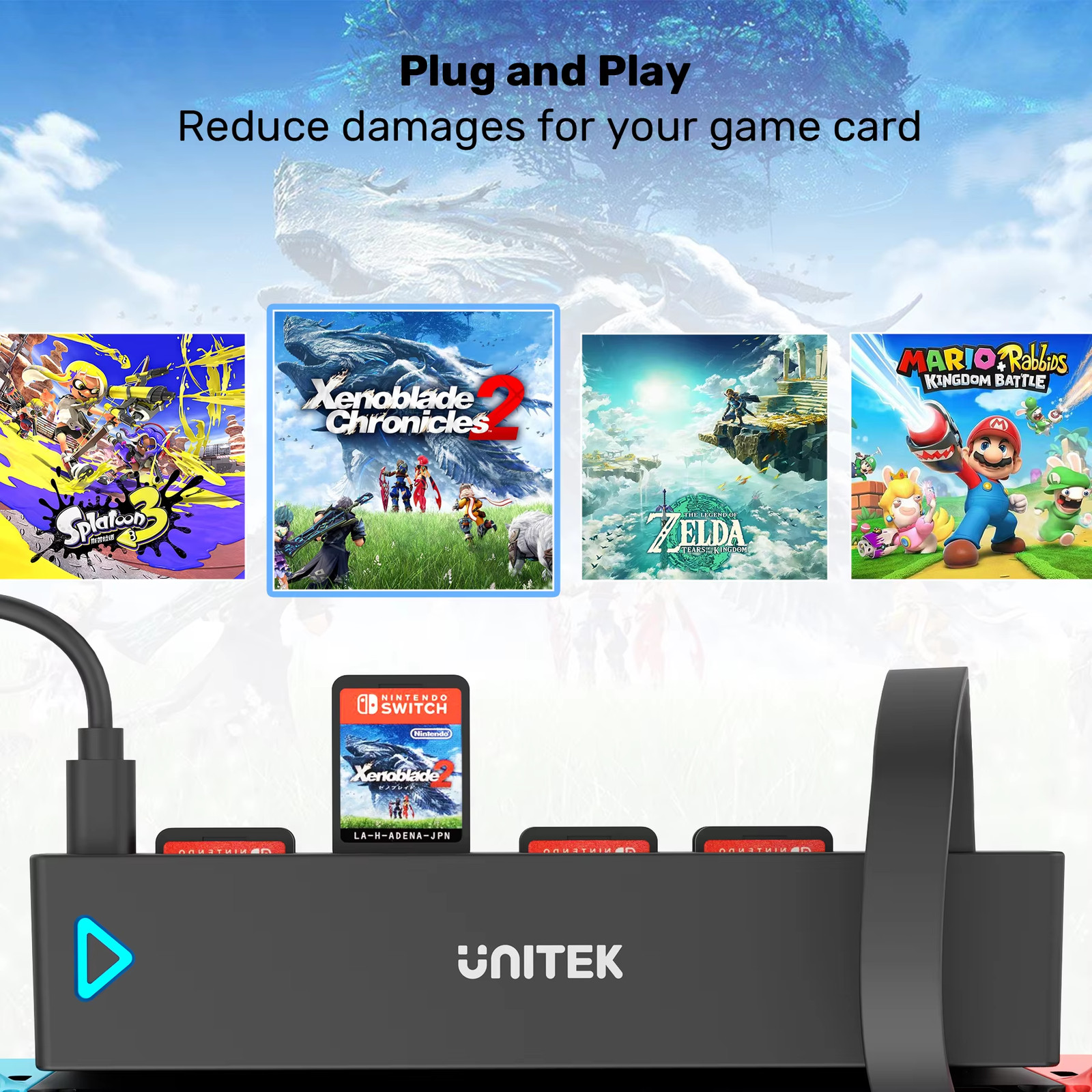 Portable Game Card Reader for Nintendo Switch OLED with Wireless Remote Control