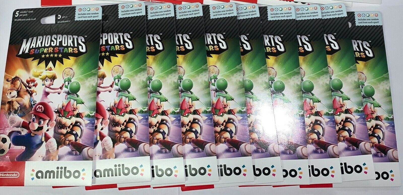 10 NEW Sealed Packs Nintendo Amiibo Cards 50 Total Mario Sports Superstars