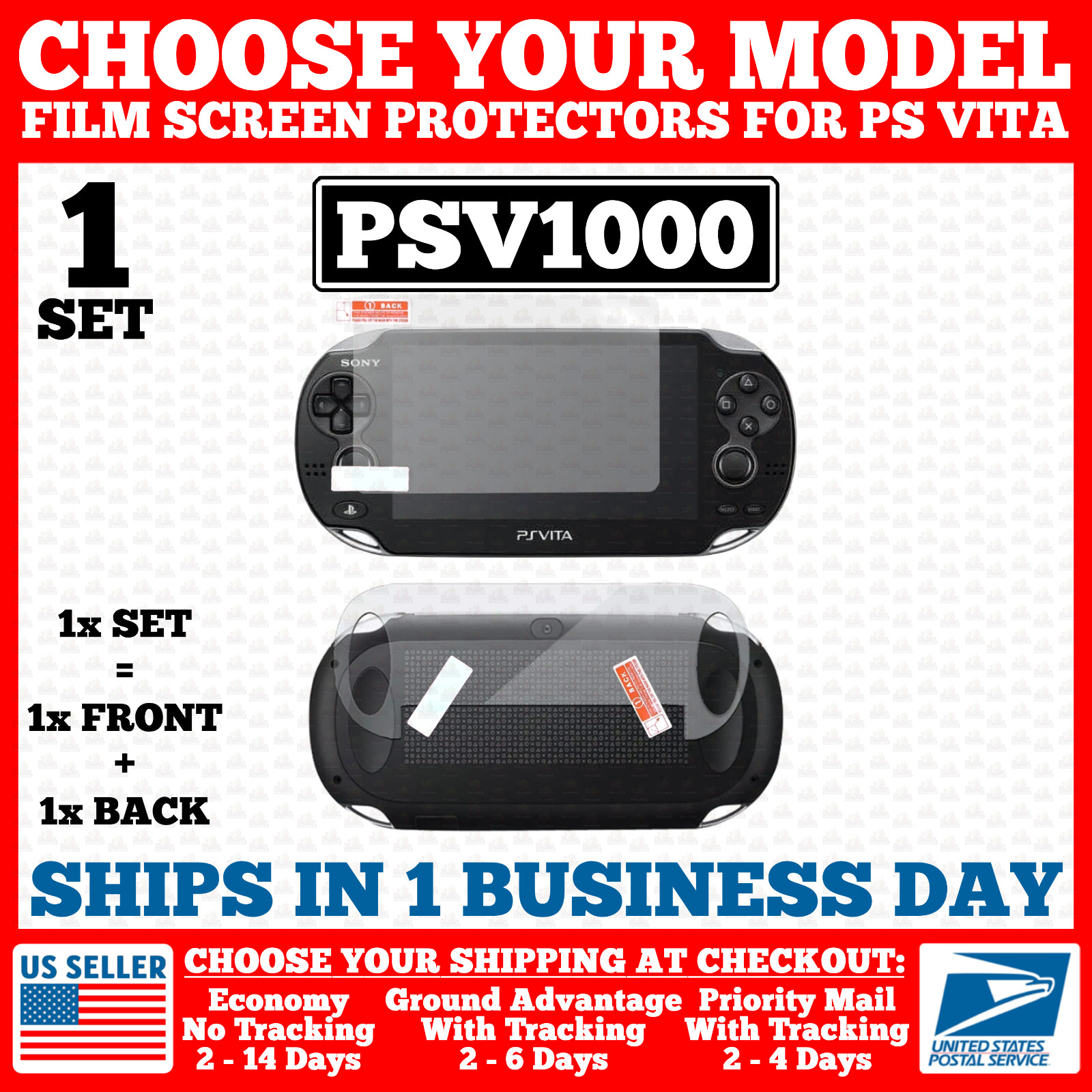 NEW Film Screen Protector For Sony PS Vita PCH 1000/2000 LCD Console Front Back