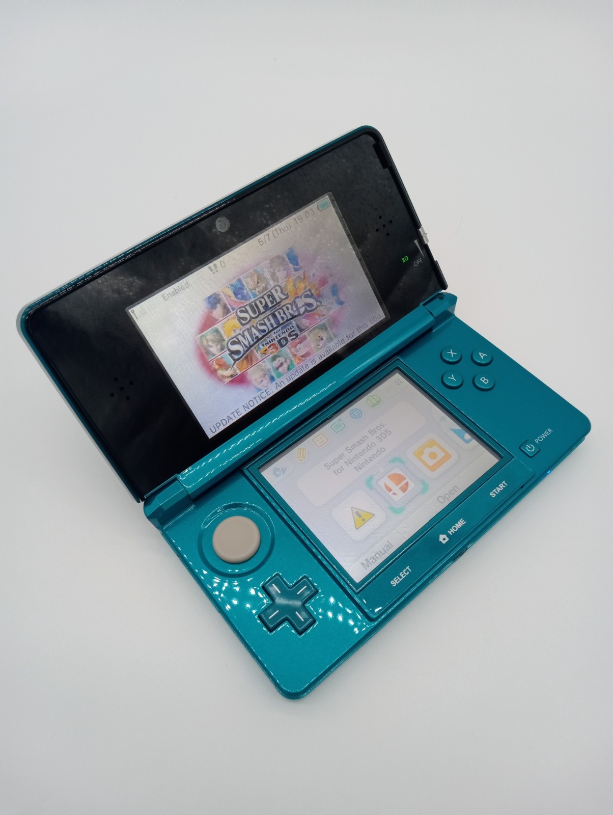 Nintendo 3DS Aqua Blue Handheld System with Box Charger – Excellent Condition