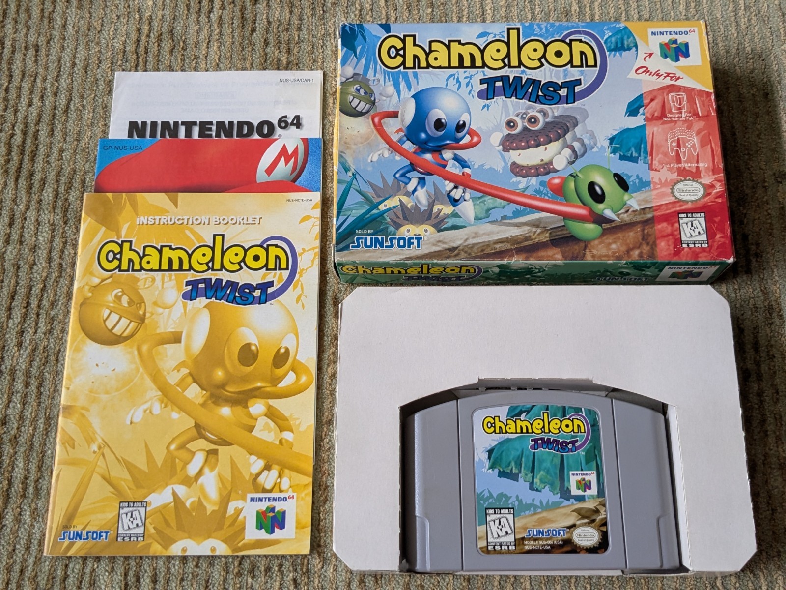 Chameleon Twist Nintendo 64 N64 100% Complete CIB Tested Working