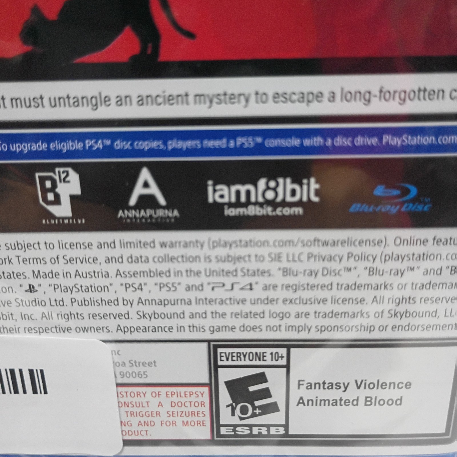 Stray PS4 iam8bit Exclusive Edition w Available PS5 Upgrade Brand New Sealed
