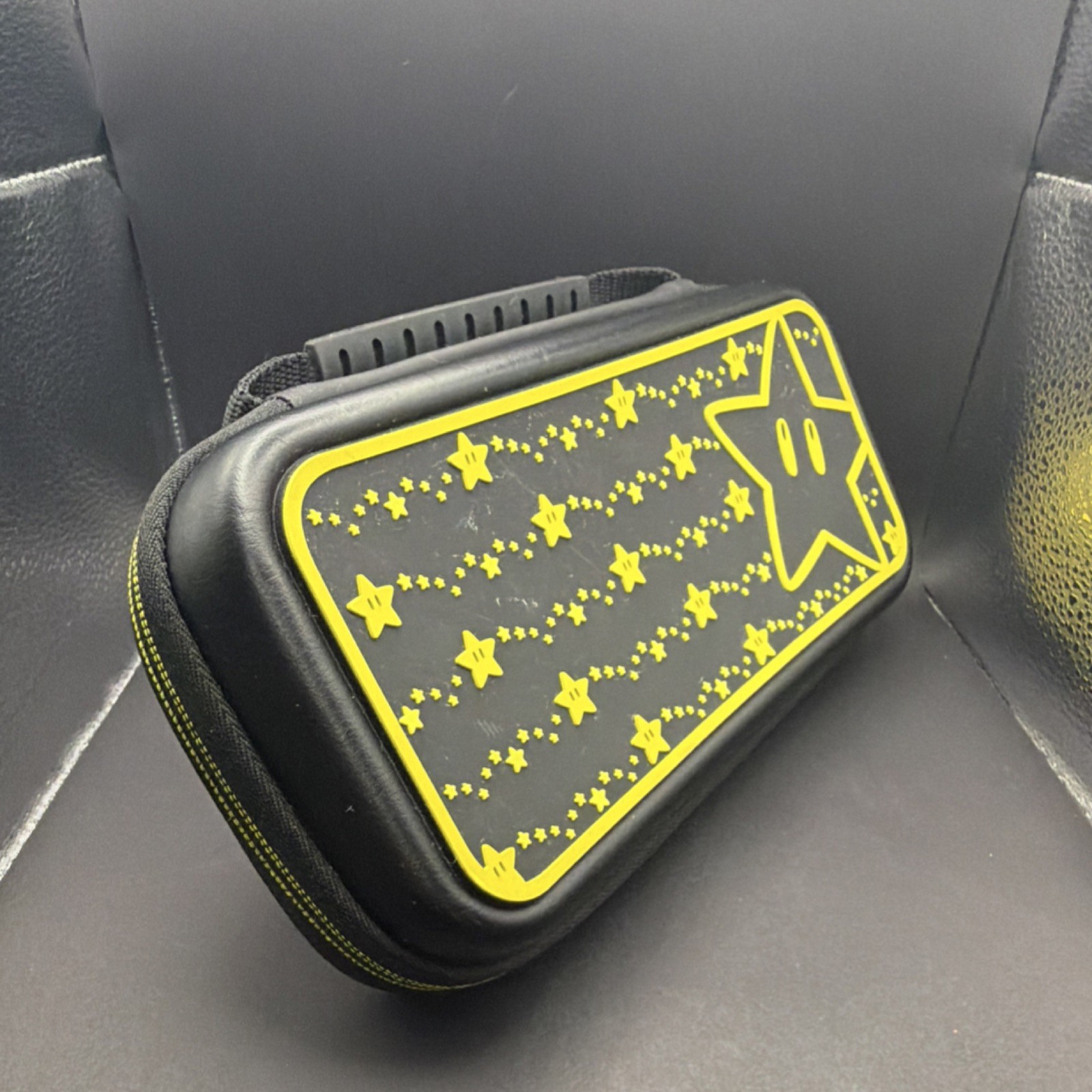 Nintendo Switch Black Yellow Star Design Padded Hard Shell Carrying Case 2023