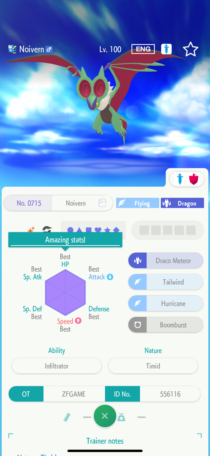 ✨6IV SHINY Noivern + EVS🚀 POKEMON HOME✨Champions✨Online delivery⚡