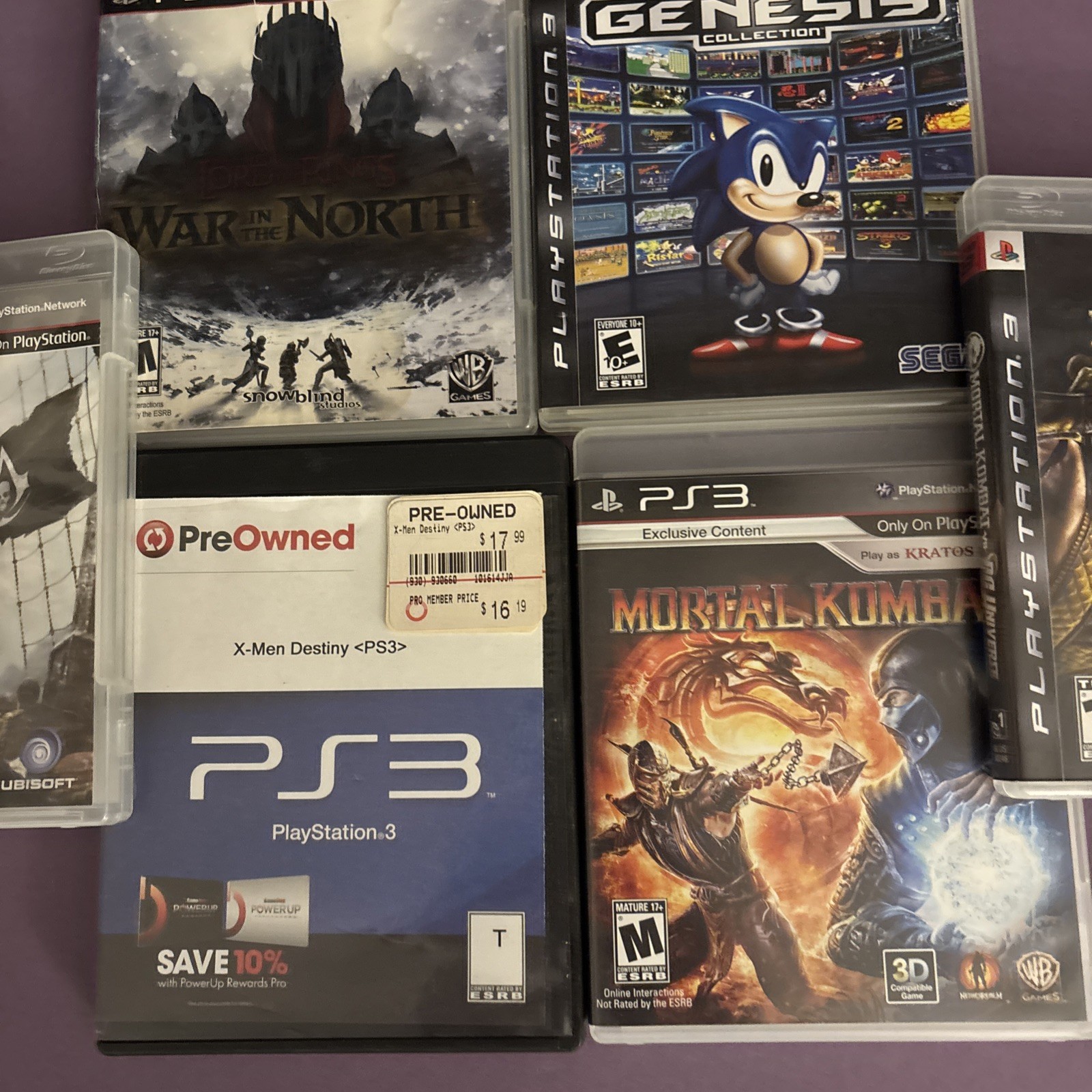 Lot Of 6 PS3 Games Bundle Mortal Kombat Assassins Creed X-Men Sonic Popular Rare