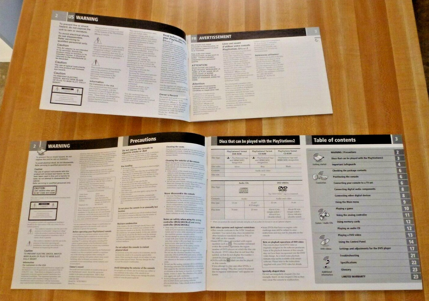 Set of 2 Sony Playstation 1 and Sony Playstation 2 Console Instruction Manual