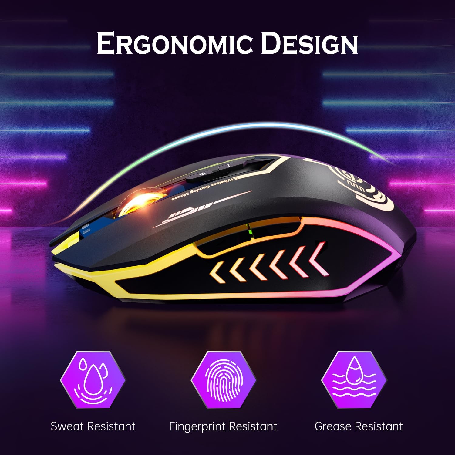 Uhuru Wireless Gaming Mouse Up To 12000 Dpi Rechargeable Usb-C Wireless Mouse 7