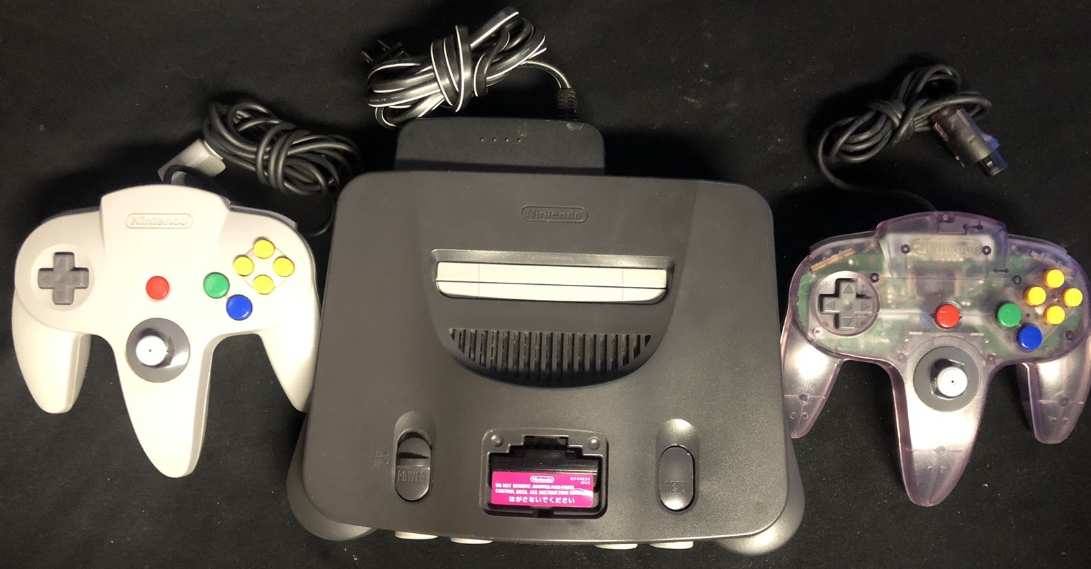 Nintendo 64 N64 Original System Console With 2 Original Controllers & Cords!