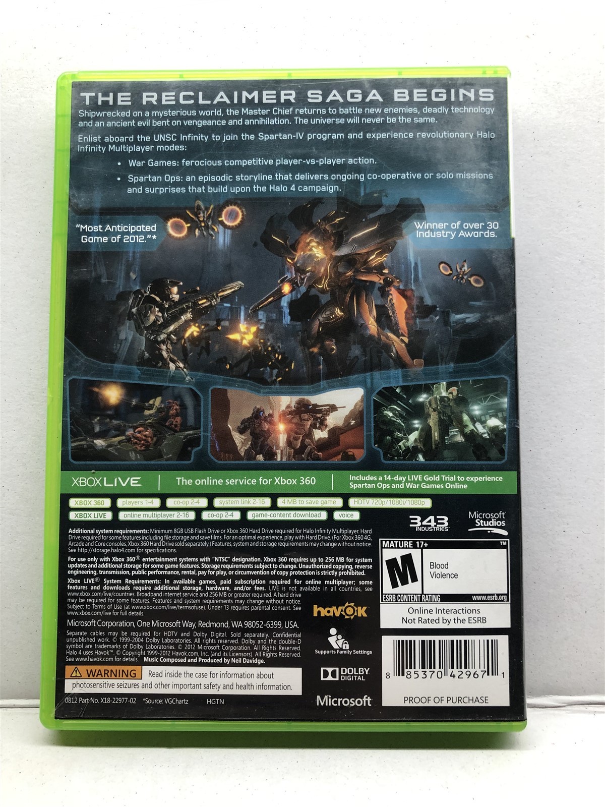 Halo 4 – Xbox 360 – 2 Disc Set – Completed Tested Working – Fast Free Ship