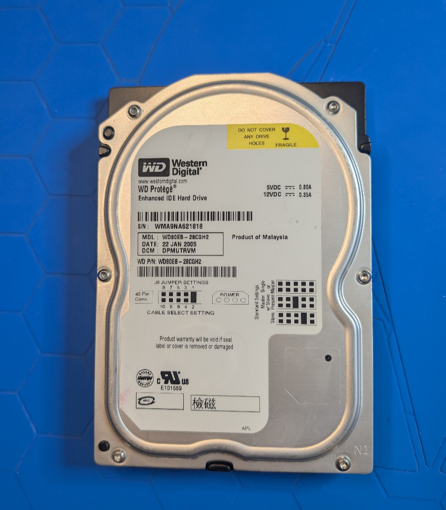 Original Xbox IDE Hard Drive- WD Western Digital – WD80EB-28CGH2 -8GB – UNLOCKED
