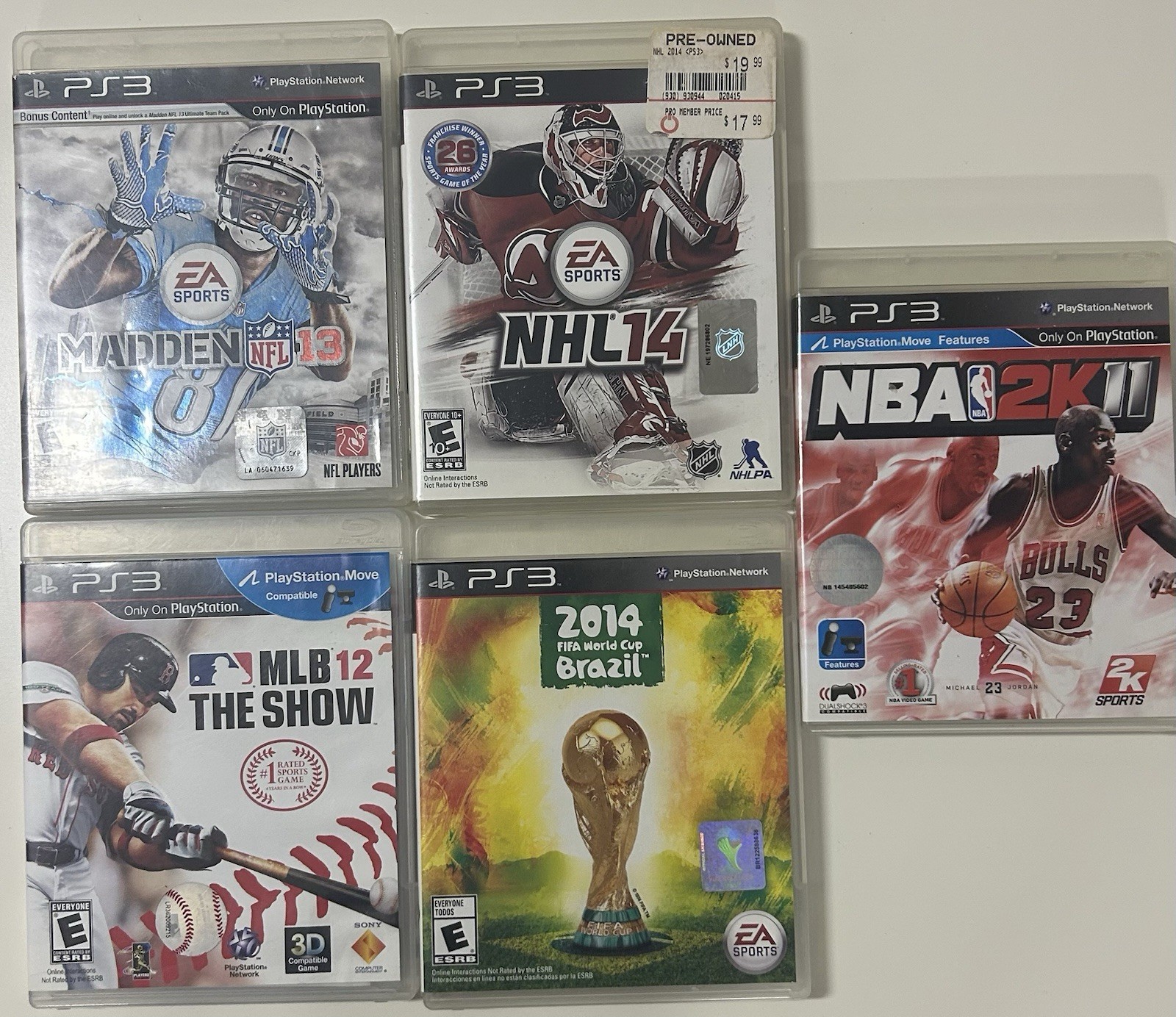 BUNDLE 5 Games Ps3 Sport Lot Madden 09 NHL 14nba 2k11 MLB 12 Brazil