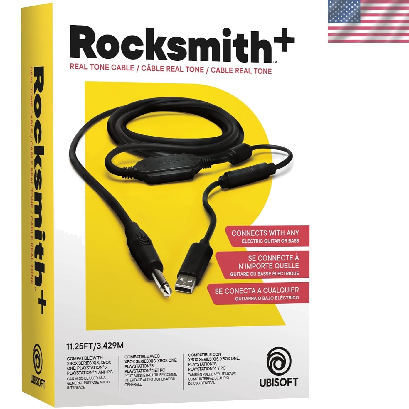 RockSmith Real Tone Cable – 11.25ft Tangle-Free Guitar to Console Connection