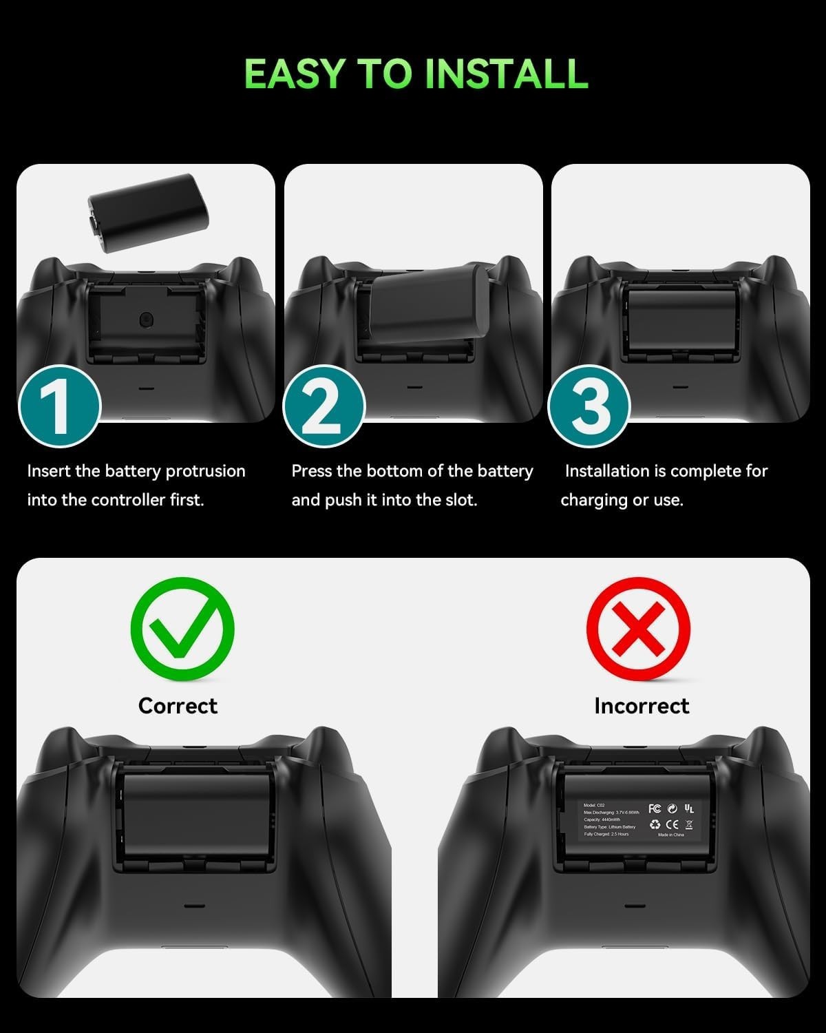 2-Pack Rechargeable Controller Battery Pack for Xbox Series X S One Elite