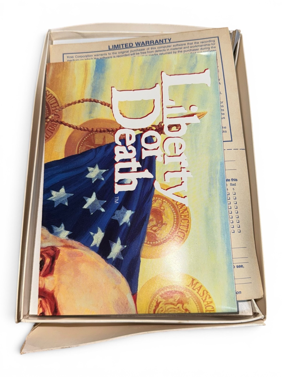 Vintage 1992 Koei Liberty or Death PC Game Big Box 5.25″ Floppy Disk CIB
