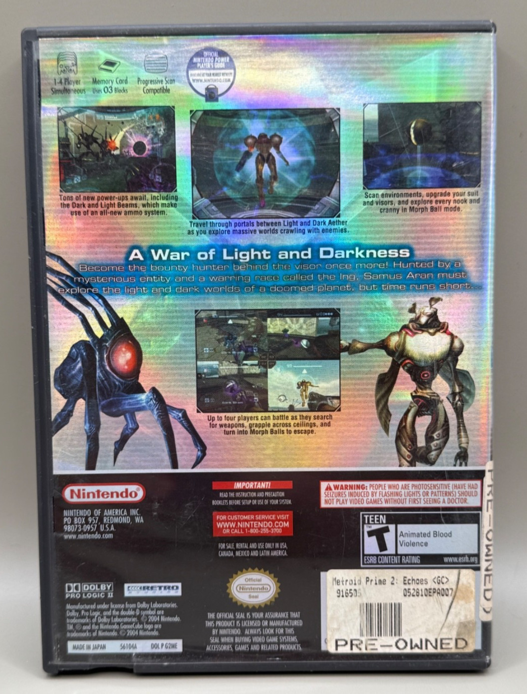 Metroid Prime 2: Echoes (GameCube, 2004) CIB Case Manual Game Disc, Tested, VG
