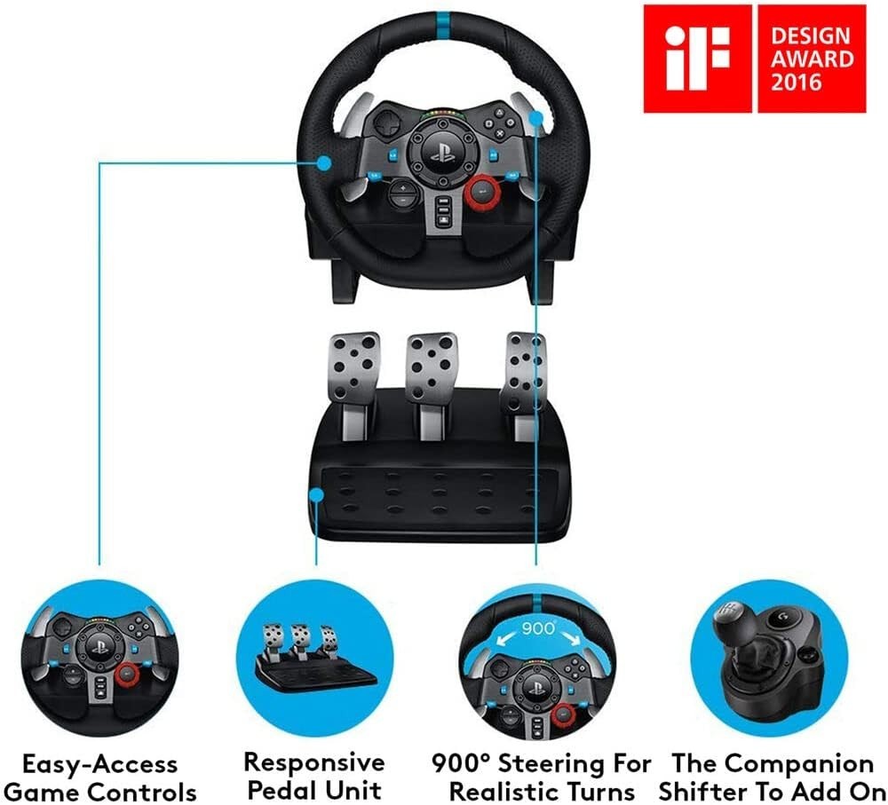 Logitech G29 Driving Force Race Wheel + Shifter Bundle For PS4 PS3