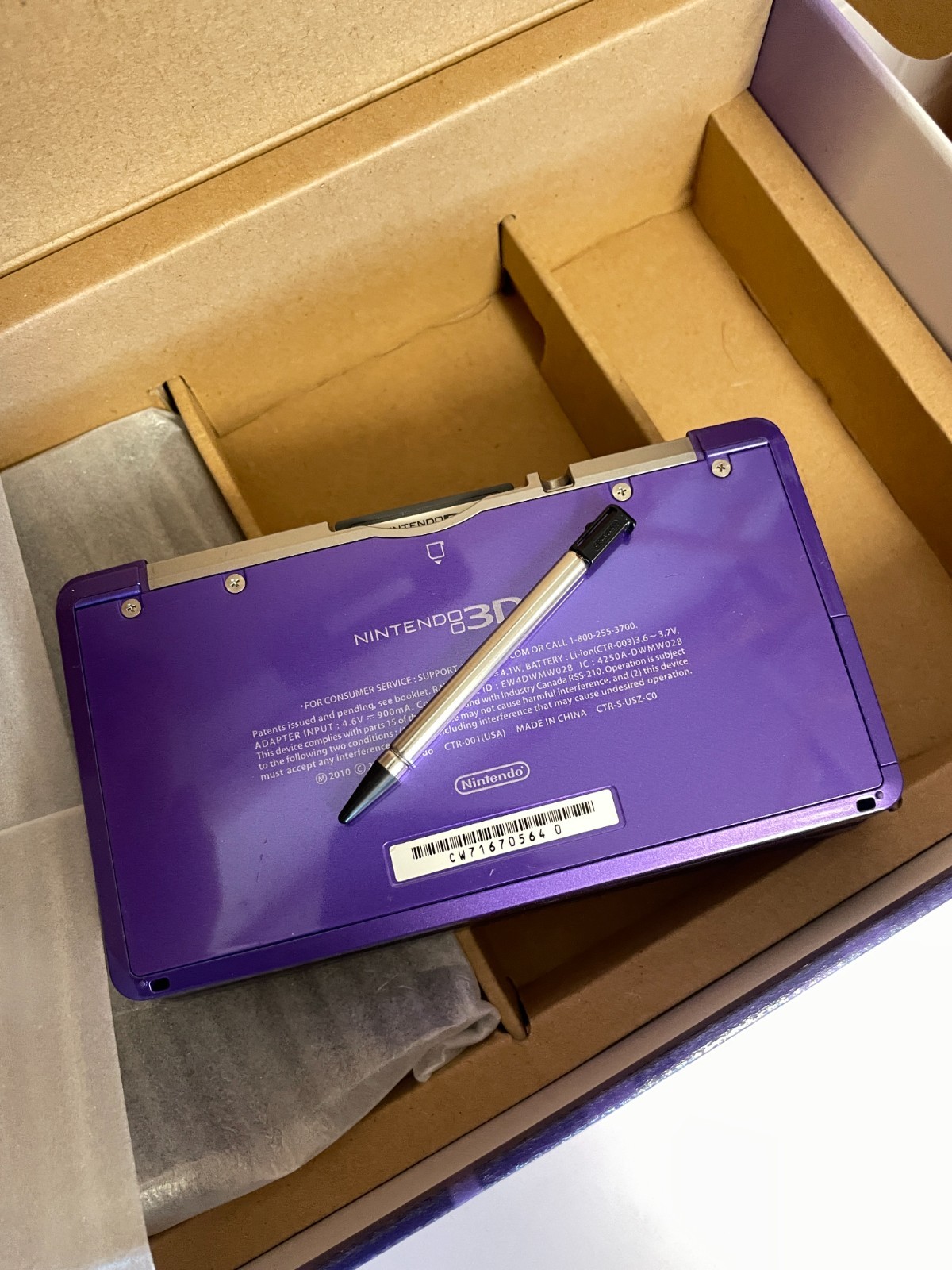 UNTESTED US VERSION Nintendo 3DS Handheld Console Midnight Purple w/Box CTR-001