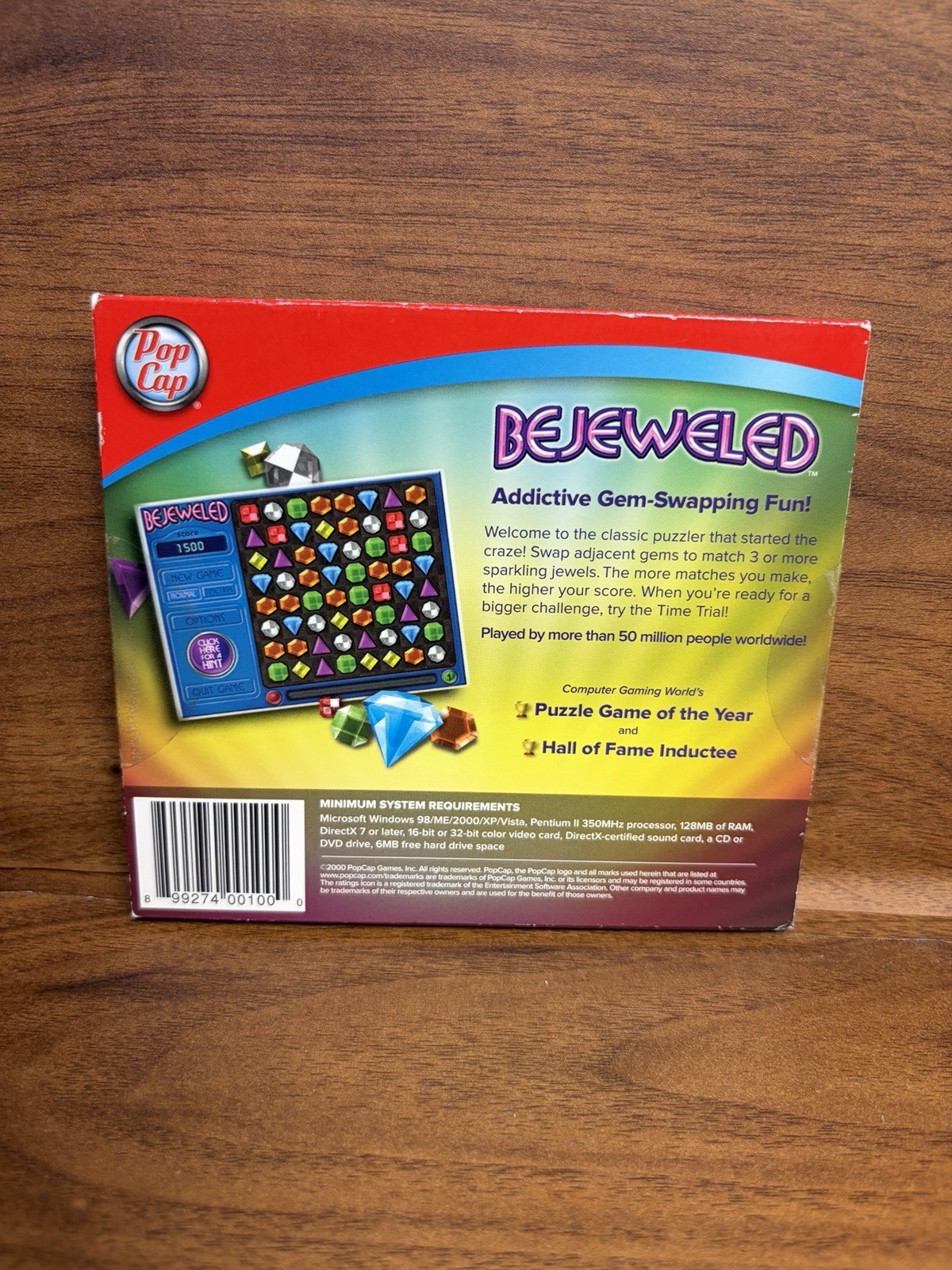 BEJEWELED – WORLD’S #1 PUZZLE PC CD-ROM GAME, WIN 98/XP/VISTA, GEM-SWAPPING FUN