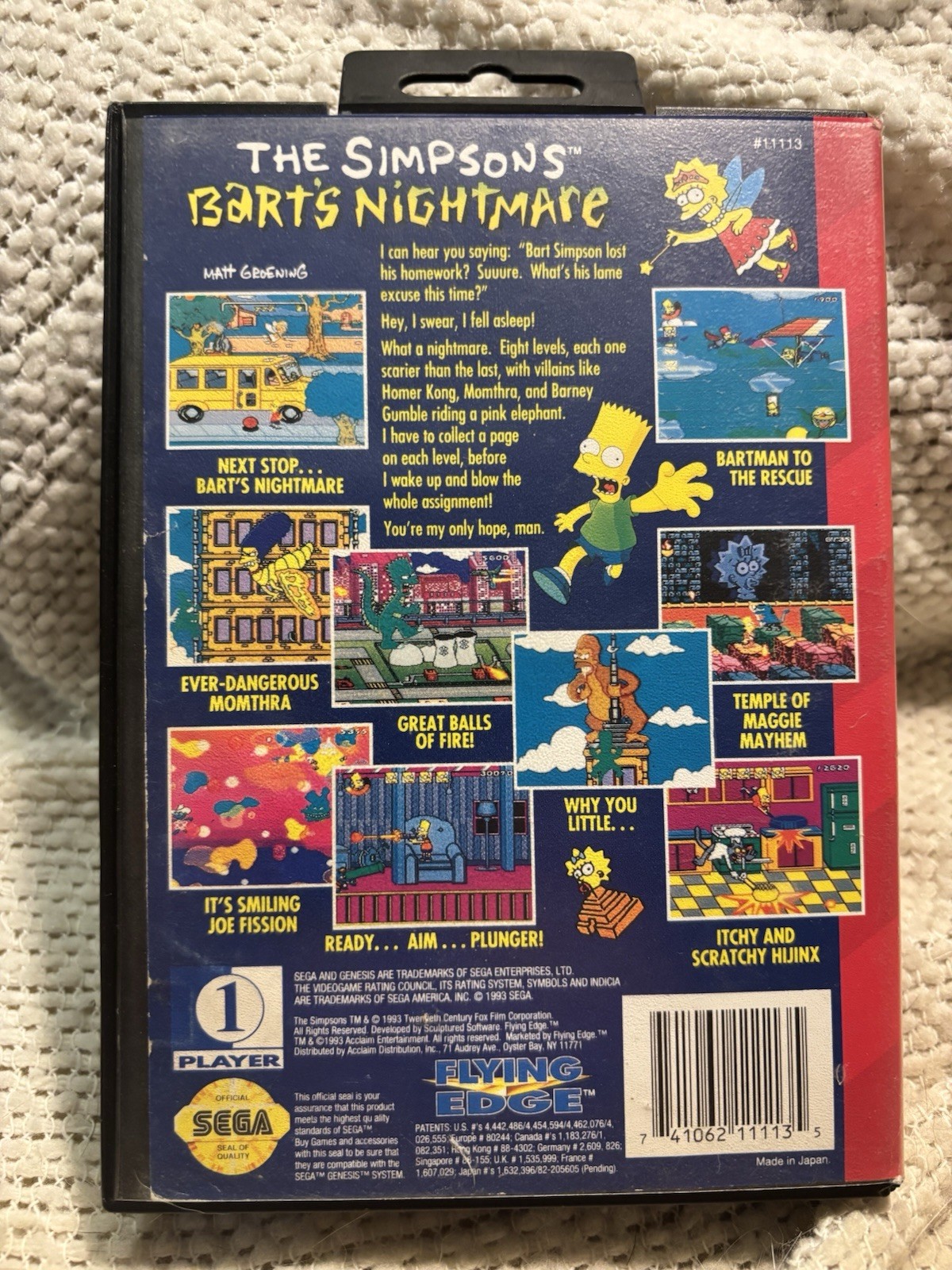 The Simpsons: Bart’s Nightmare (Sega Genesis, 1993) Game, Case, Manual