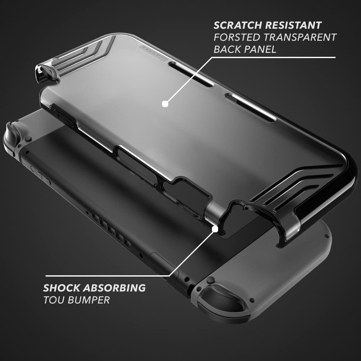 Mumba Slim Clear Case for Nintendo Switch Console Hybrid Protective Bumper Cover