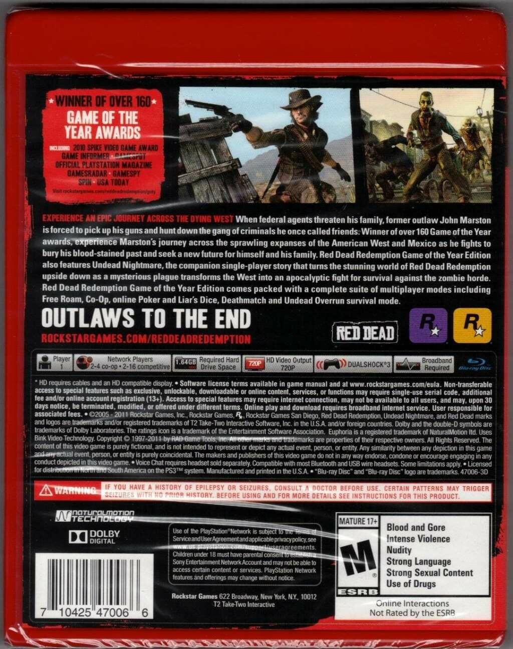 Red Dead Redemption Game of the Year (Greatest Hits) PS3 (Brand New Factory Seal