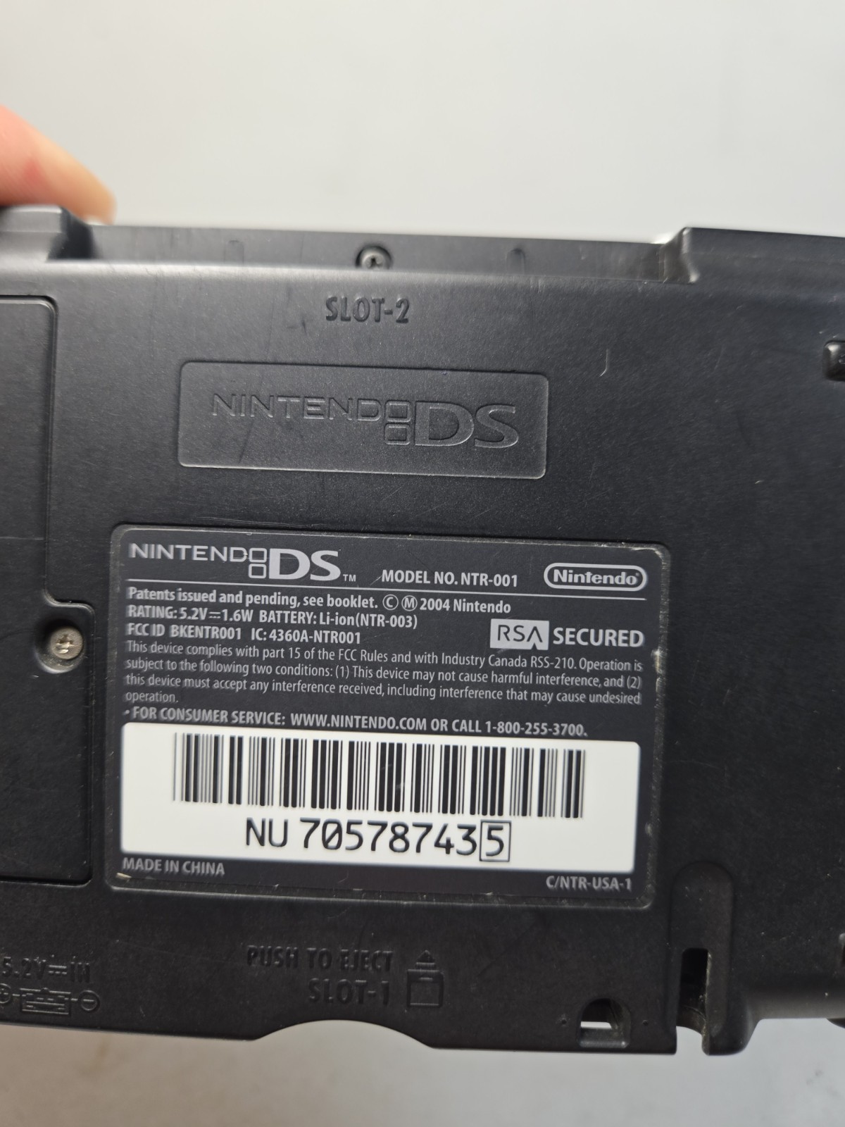 Nintendo DS Original Console NTR-001 with Charger Silver Tested Works