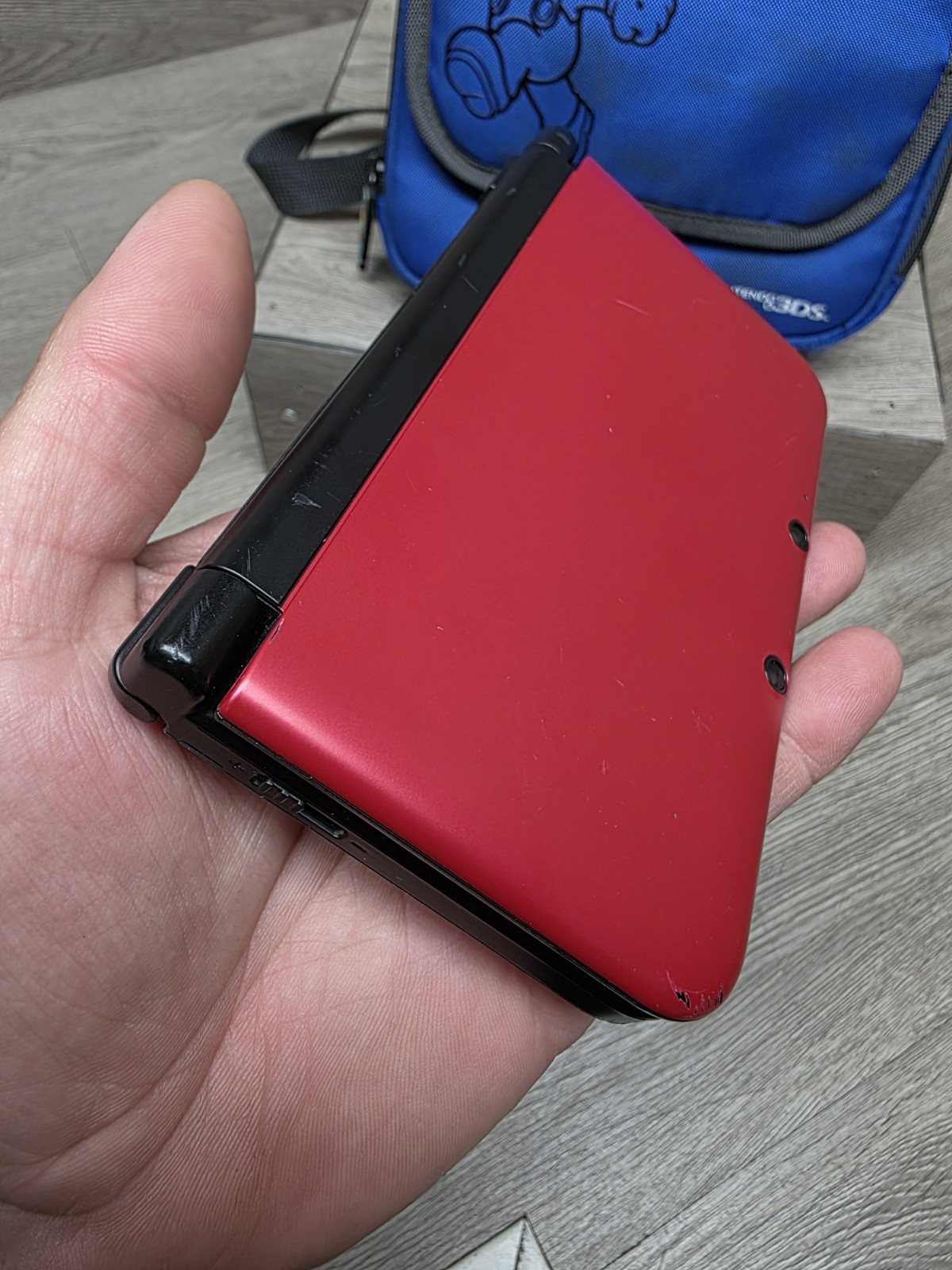 Nintendo 3DS XL SPR-001 Handheld Console Flame Red & Black with Carrying Case