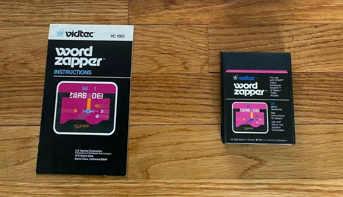 WORD ZAPPER Atari 2600 loose game cartridge VIDTEC instruction manual U.S. GAMES