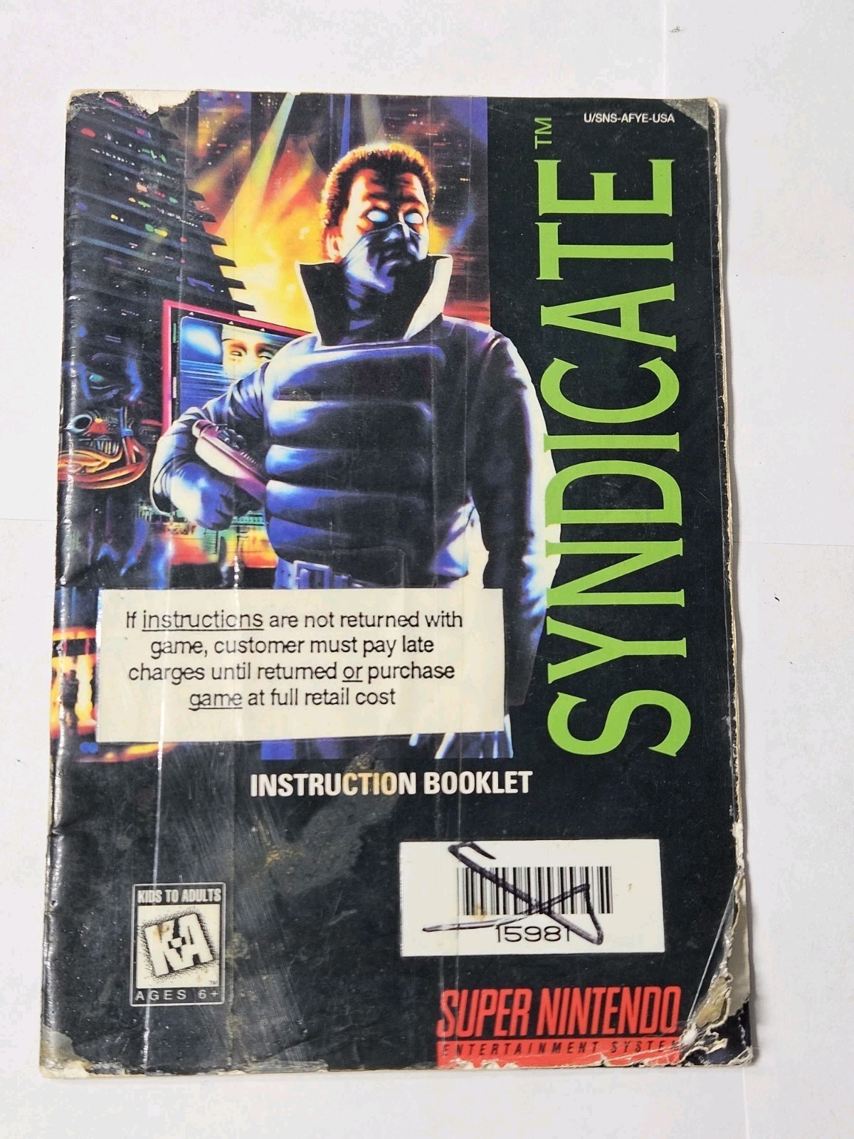 Syndicate (Super Nintendo SNES, 1993) Game Cartridge & Manual Rare – No Box