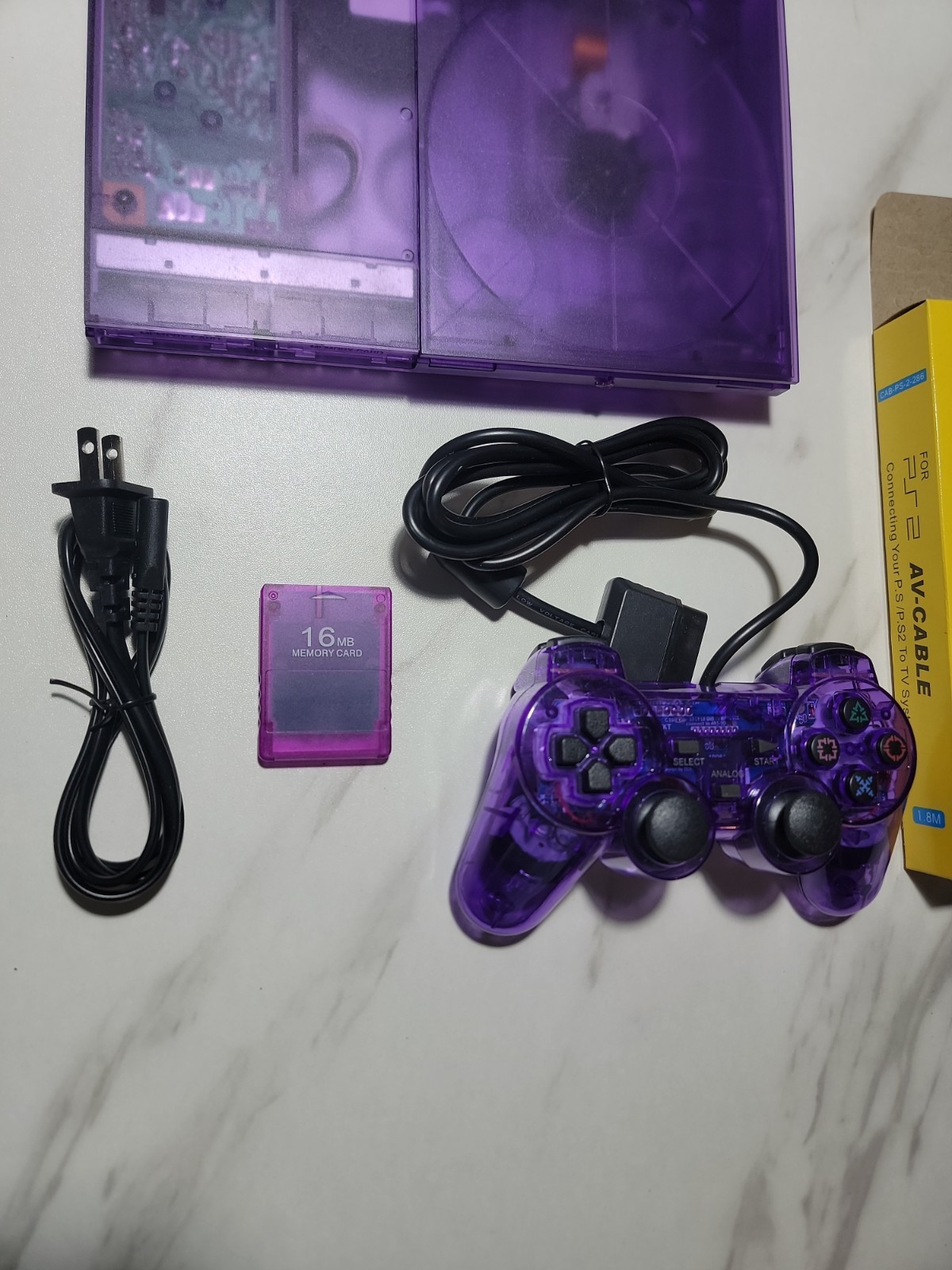 Sony PS2 Slim Clear Purple Bundle – Tested & Working SCPH-9000X
