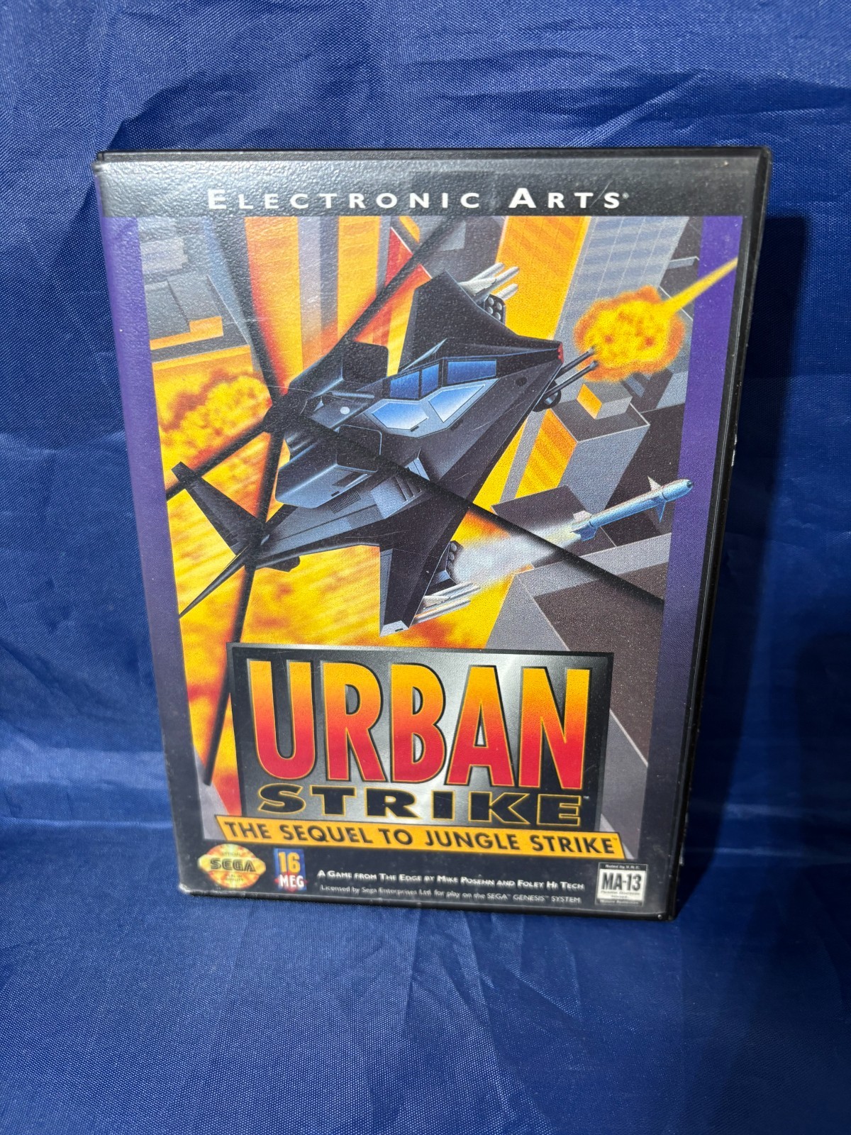 Urban Strike (Sega Genesis, 1994) plastic case and cartridge tested works EA