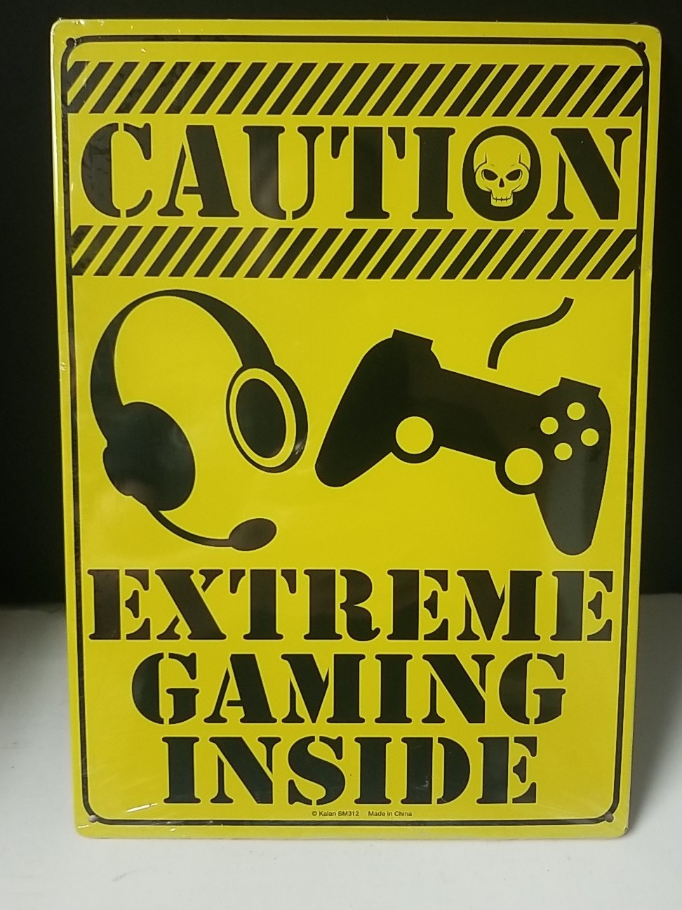 Caution…Extreme Gaming Inside Tin Sign Yellow Black 11.5”x8.25”