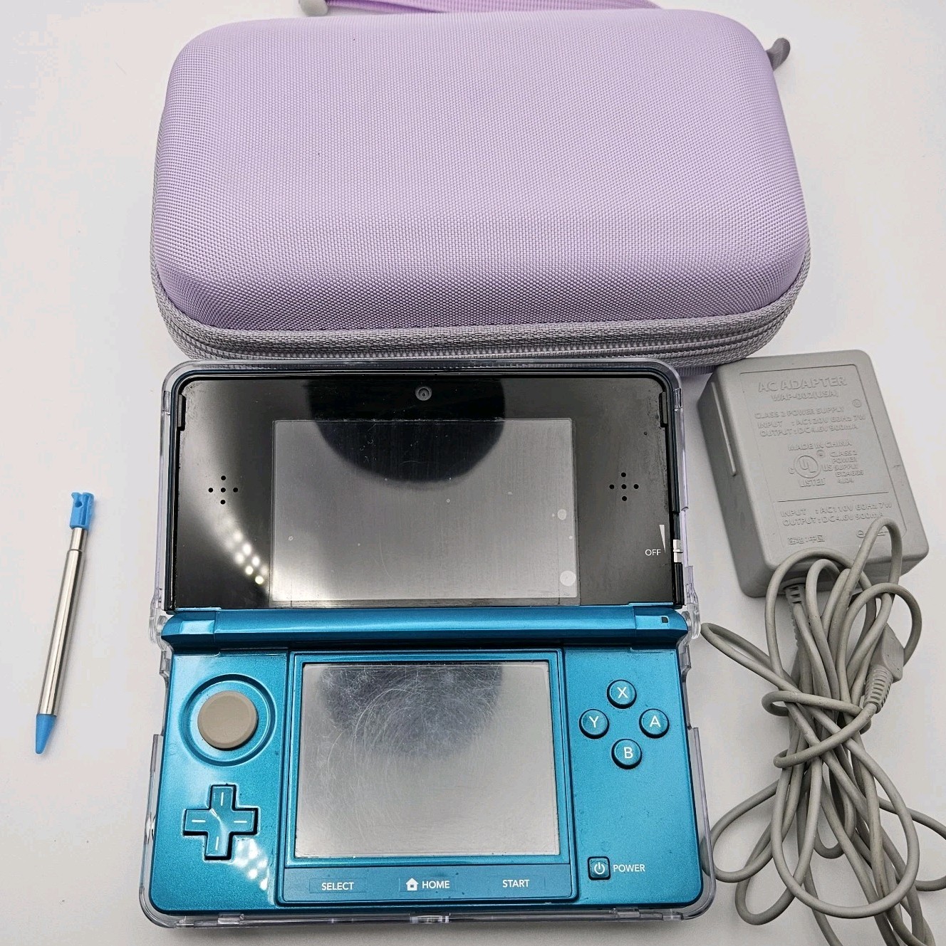 Nintendo 3DS Aqua Blue Kirby Triple Deluxe CTR-001 W/ Extras Case Charger Bundle