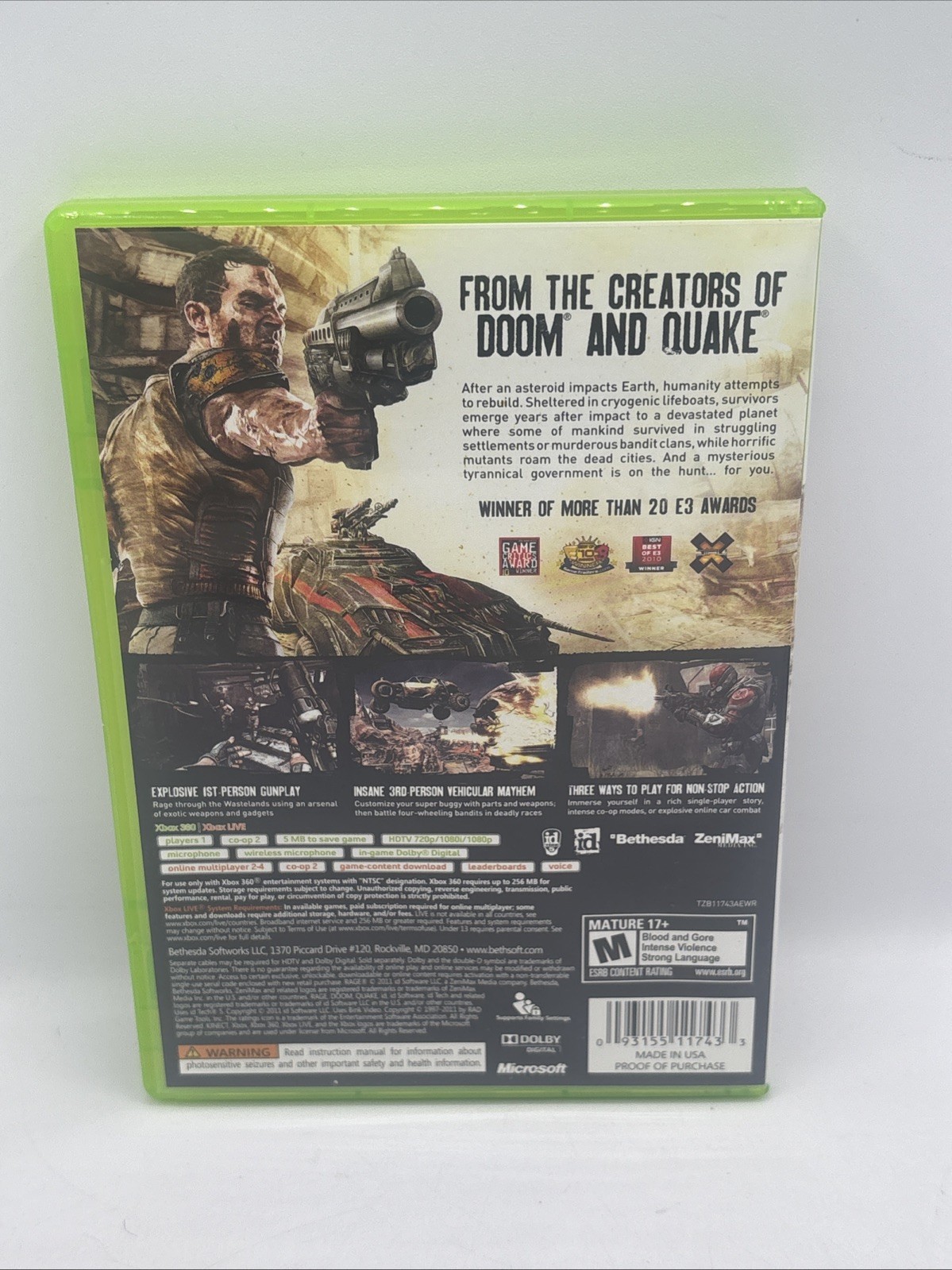 Rage: Anarchy Edition (Xbox 360) White Label CIB COMPLETE & TESTED
