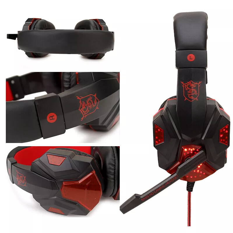 3.5mm Gaming Headset Mic for PS4 PS5 PC Xbox One Mic Stereo Bass Surround Sound