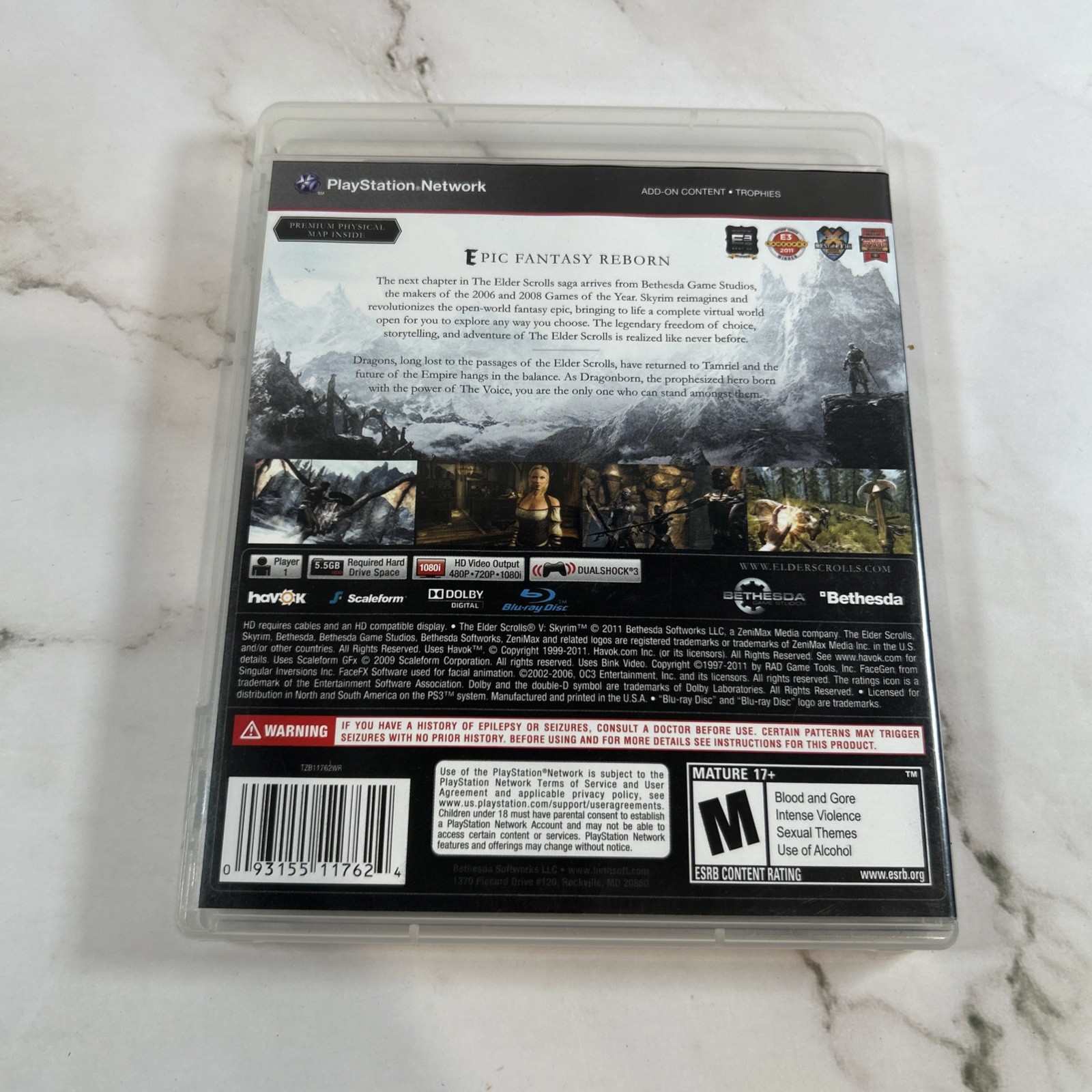 The Elder Scrolls V: Skyrim (PS3, 2011) Map & Manual Only – No Game