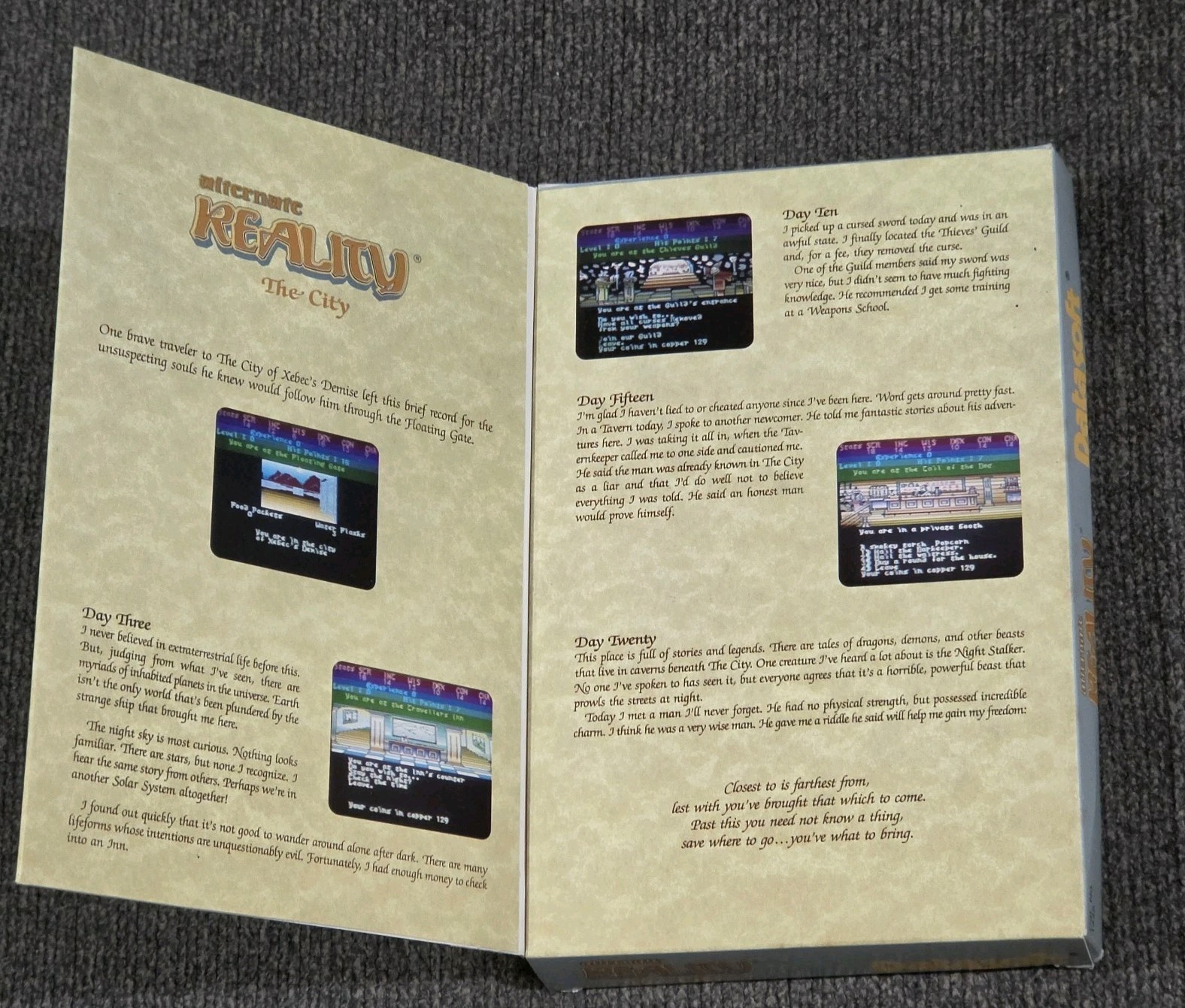 Alternate Reality The City Atari 400 800 1200XL Complete In Box Disk Game TESTED