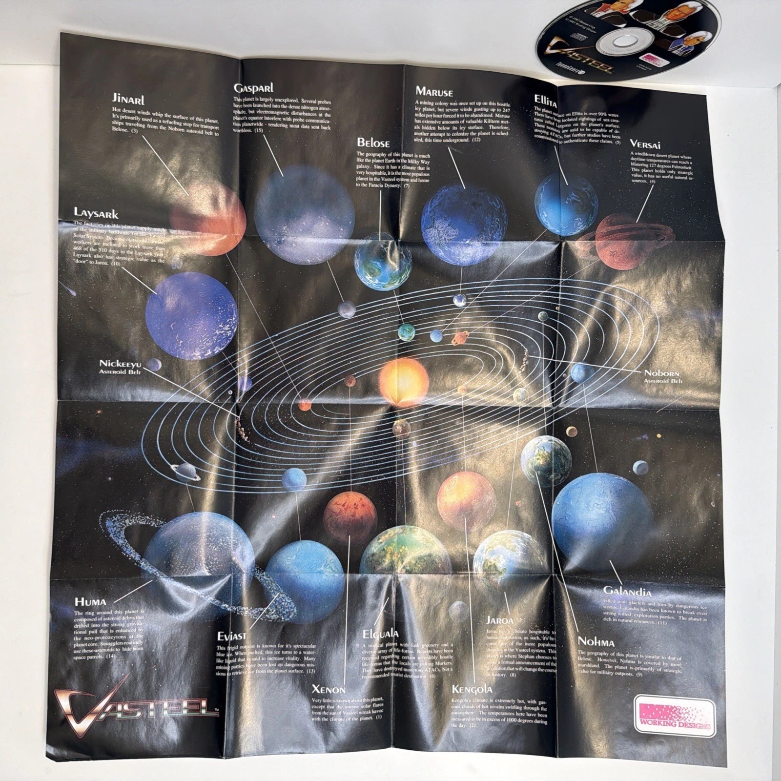 Vasteel TurboGrafx-16 CD PC Engine Tested Complete CIB W/ Map Poster MINT Disc