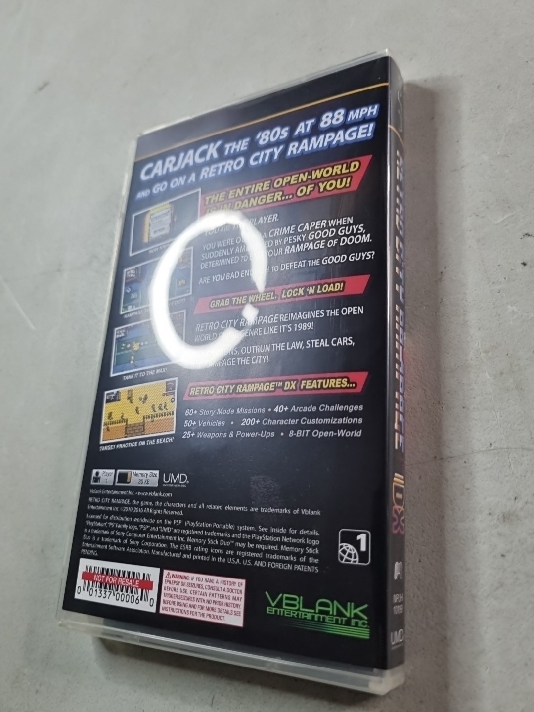 Retro City Rampage DX PSP Authentic Case, Artwork & Manual ONLY NO GAME