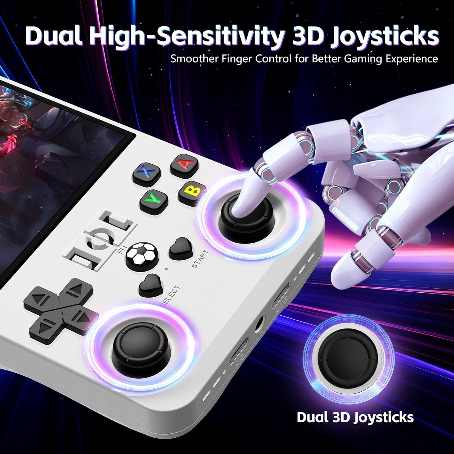 R36MAX Retro Handheld Console, 18,000+ Games, 4″ IPS Screen, 128GB White