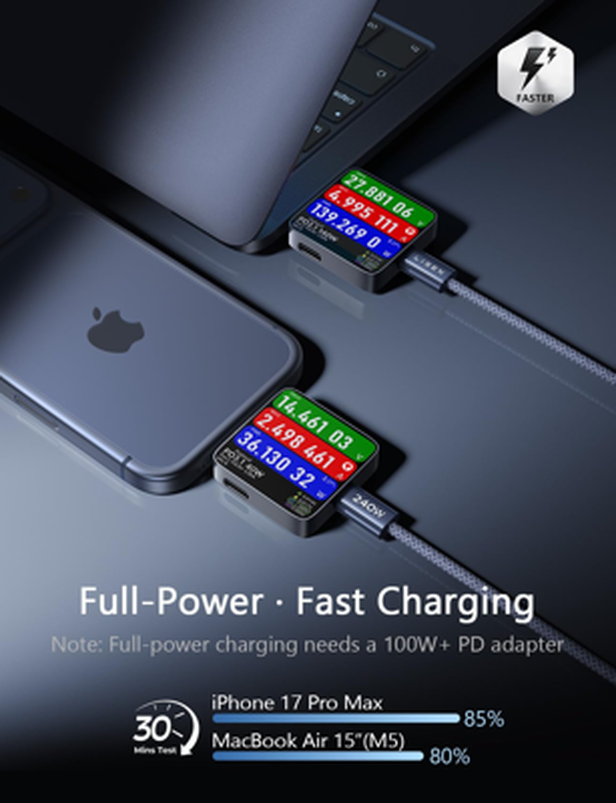 USB C to USB C Cable 240W Fast Charging 6.6FT Braided Black for MacBook iPad Pro